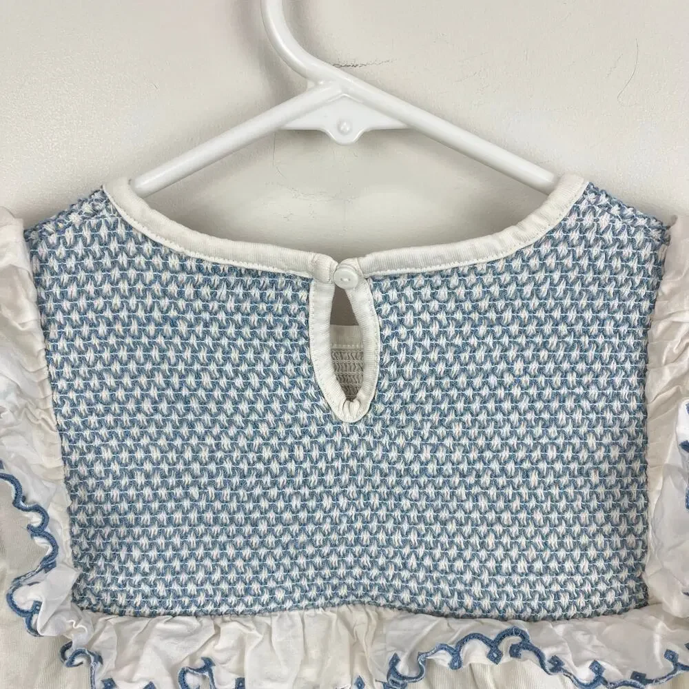 Cyrillis Paris Long Sleeve Smocked Ruffle Blouse 12